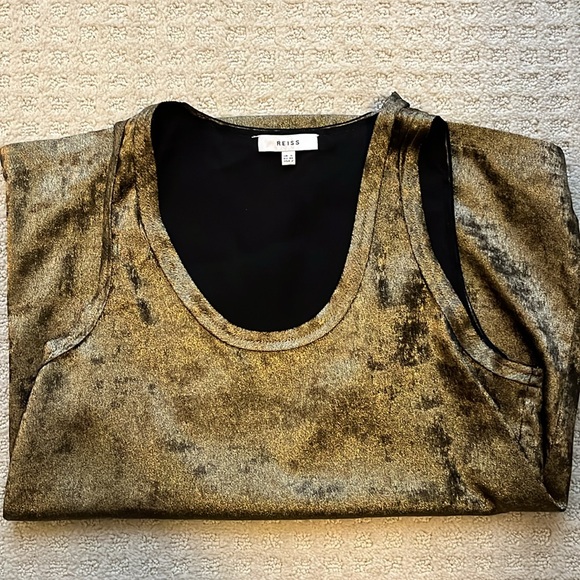 Reiss metallic gold sleeveless tank top size 6 - Picture 4 of 5